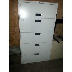 Hon Grey 5 Drawer Lateral File Cabinet, Locking